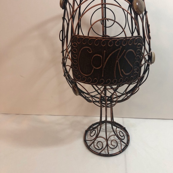 Metal Cork Holder Rustic Bronze Pedestal Retro Look Wine NEW - Picture 2 of 9
